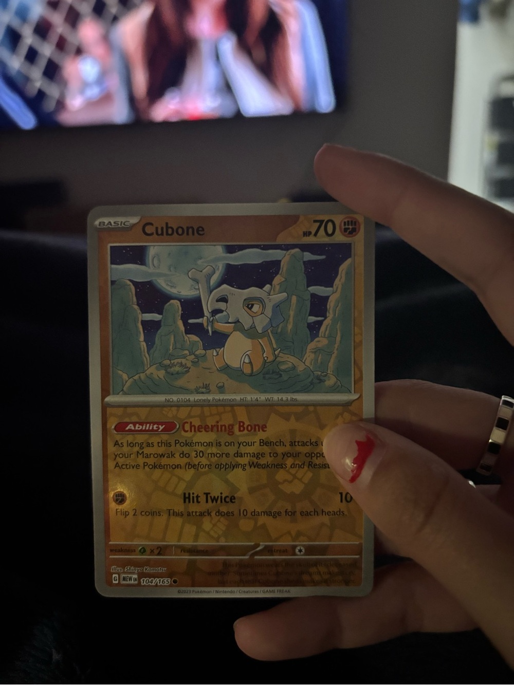 Pokemon Cubone Trading Card - Brown, Yellow, White